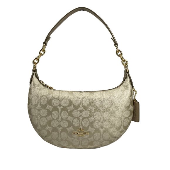 NEW Coach CX584 Payton Signature PVC Leather Shoulder Bag  Champagne Gold Purse - Picture 1 of 5